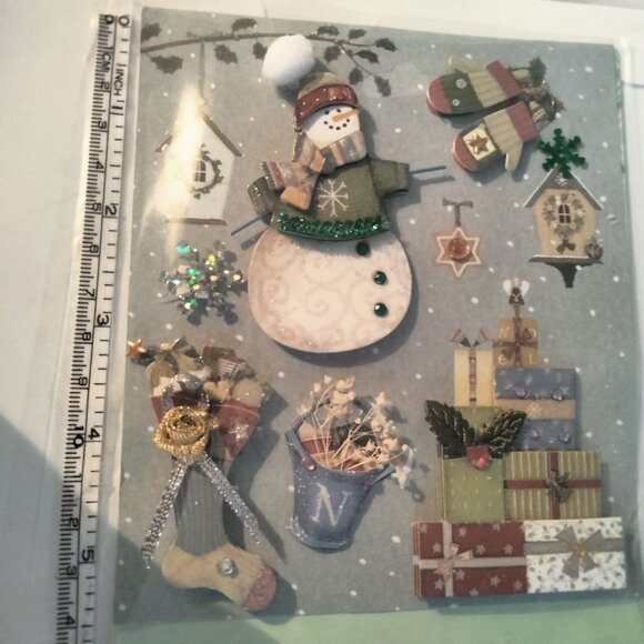 Christmas Themed 3D Stickers Cards Scrapbooking Snowman Handmade Embellished - Picture 2 of 12